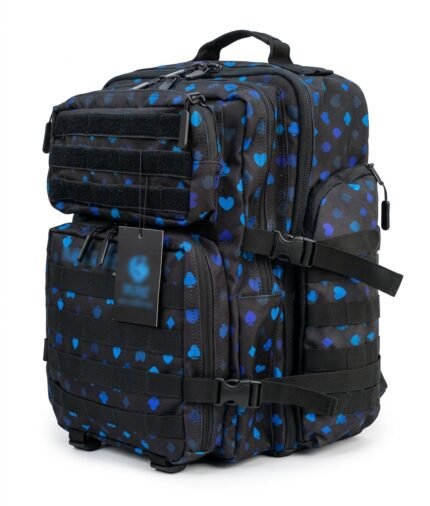 Blue Heart Print Tactical Backpack with MOLLE Webbing – Custom Manufacturer & Bulk Exporter